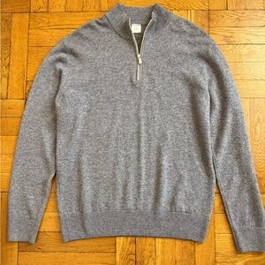 ELEVENTY Men’s 
Cashmere Quarter Zip Sweater - Gray